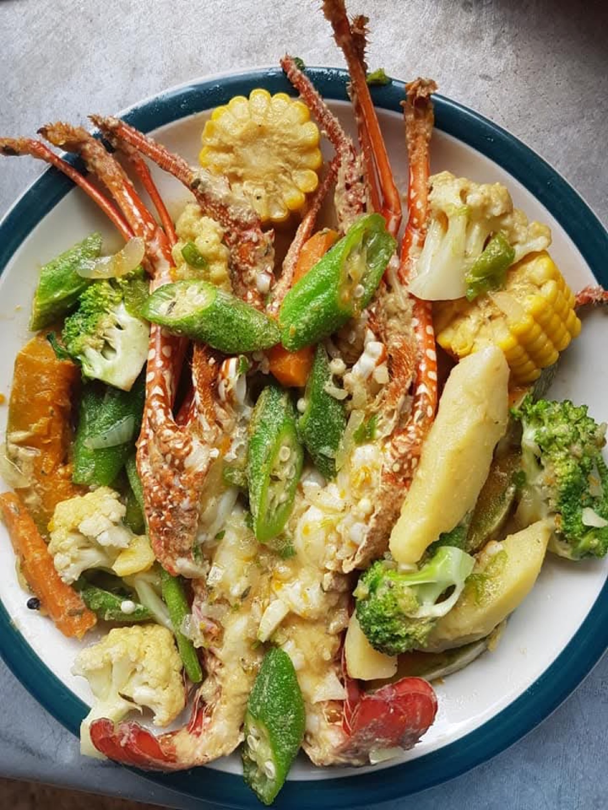 Steamed Lobster & Vegetables prepared by Steakaville Rest Stop